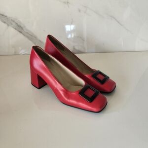 Martinez Valero red leather block heel shoes size 35.5